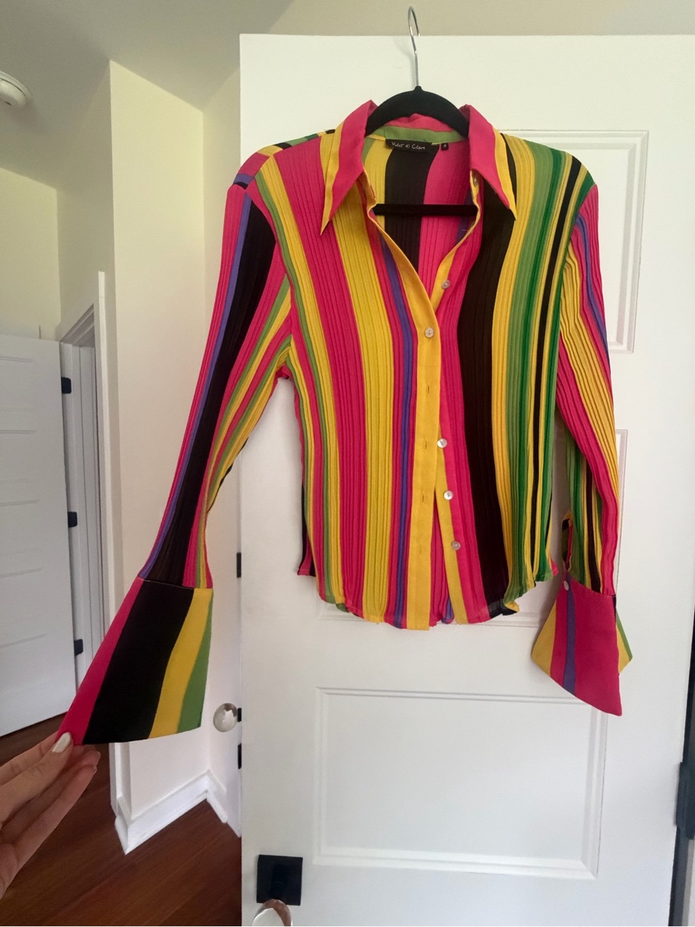 Vibrant Multicolor Striped Button-Up Shirt
